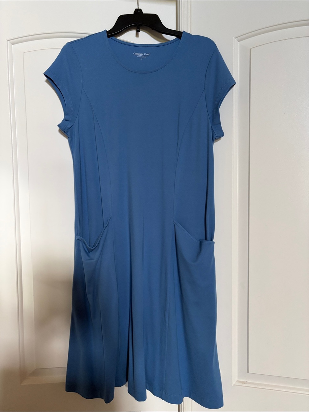 Coldwater Creek freshwater blue Short Sleeve Midi Dress with Pockets